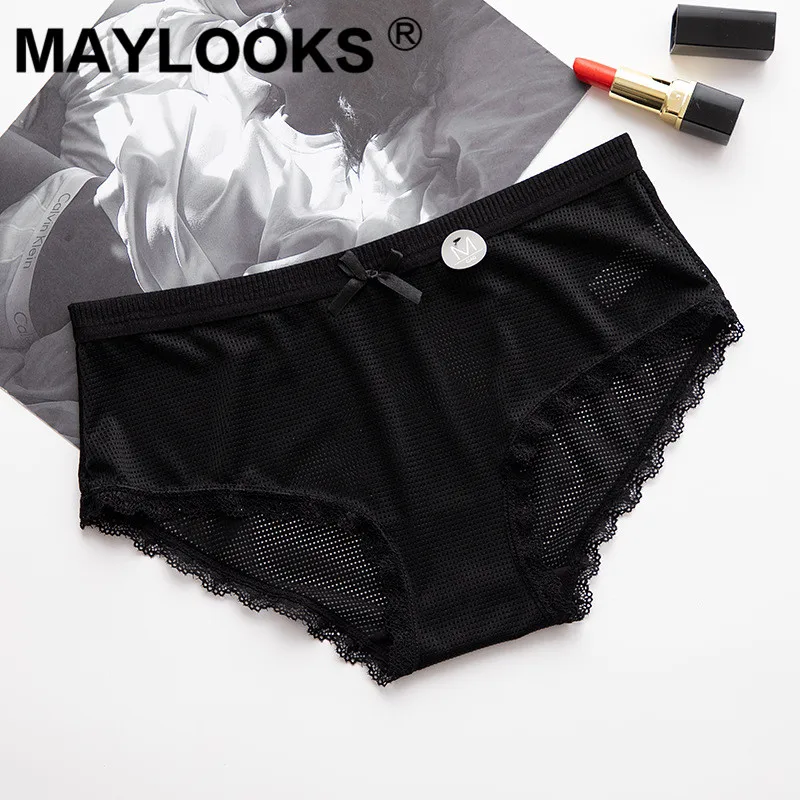 Maylooks Новое Сетчатое отверстие без следов средней талии студенческое нижнее