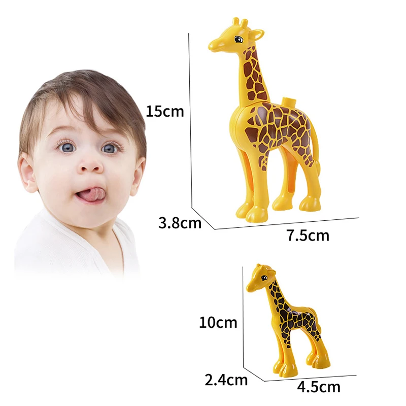 Diy строительные блоки совместимые с Lepining Duploe ZOO модели животных динозавр олень