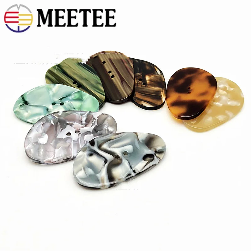 Meetee 10 шт 30/44 мм Высокая-класс ацетат смолы Кнопка овальной формы с 2 отверстиями с плоской задней Кнопки DIY Украшение пальто Пряжка швейной