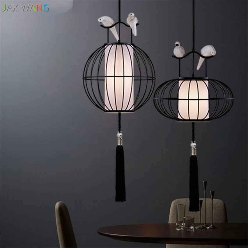 Chinese Style Creative Bird Cage Pendant Lights Iron Hanging Lamp Lantern Lamps for Living Room Restaurant Cafe Indoor Lighting | Лампы и