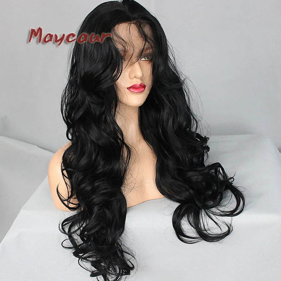 Женские синтетические волосы черные длинные волнистые волосы|wigs for blacks|wigs black