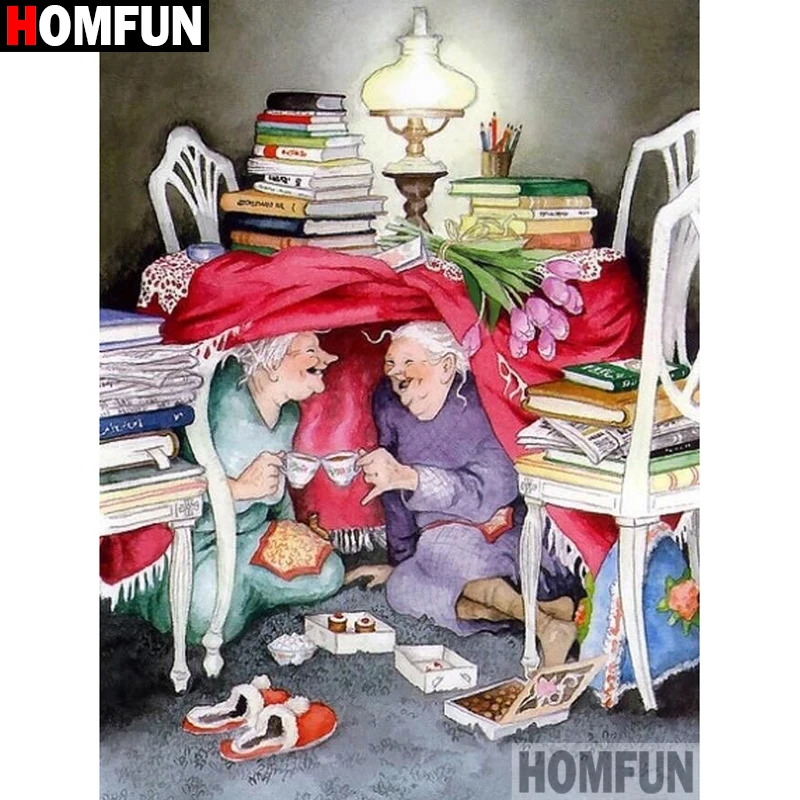 HOMFUN Full Square/Round Drill 5D DIY Diamond Painting &quotCartoon woman&quot Embroidery Cross Stitch Home Decor Gift A00092 | Дом и сад