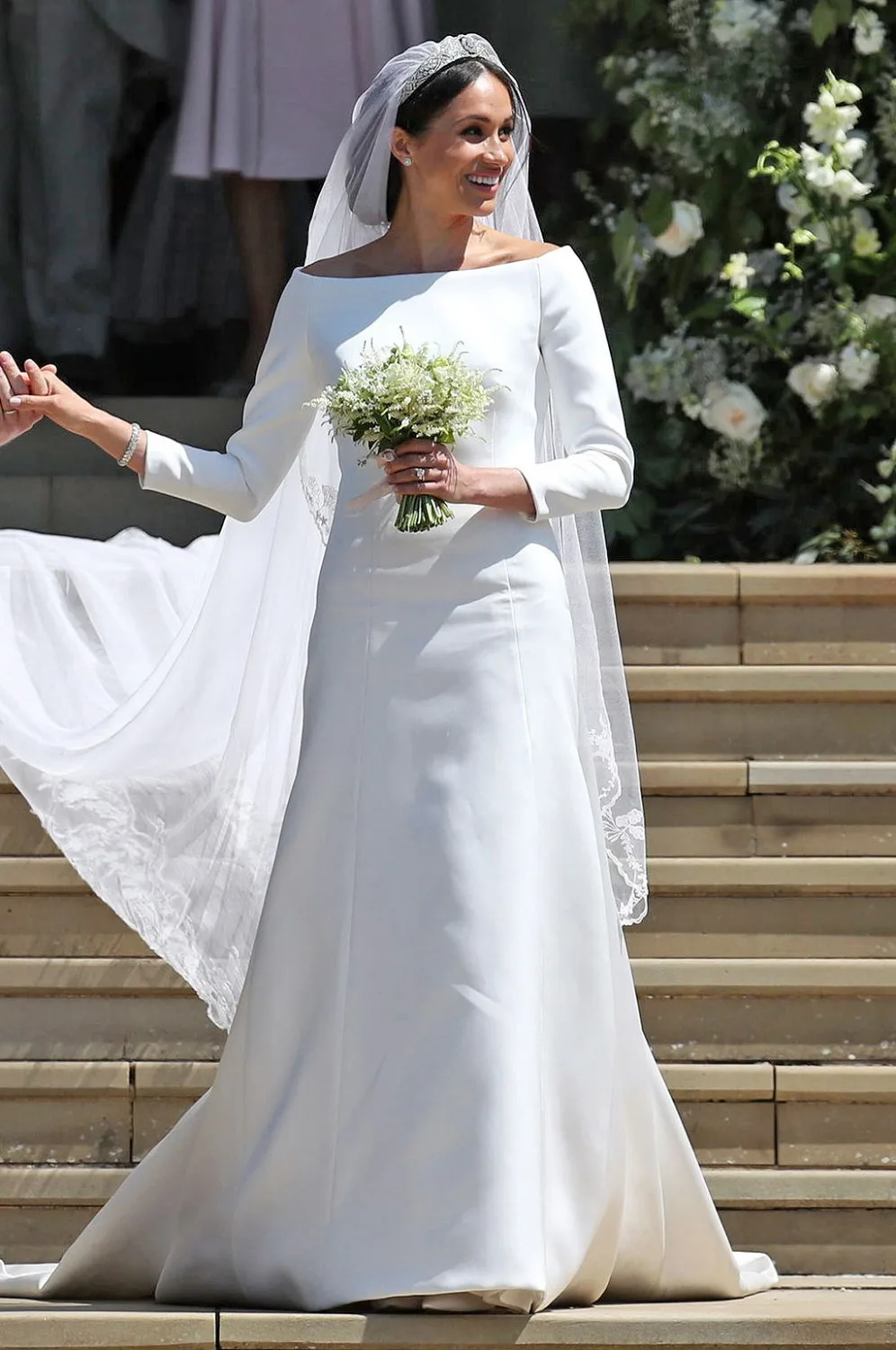 Новинка свадебное платье Meghan Markle с вырезом лодочкой длинным рукавом