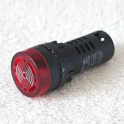 

2 pcs AC 220V 22mm LED Indicator Light with Buzzer Red
