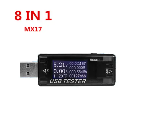 USB ток и напряжение зарядное устройство Емкость тестер доктор измеритель мощности текст вольтметр 24 - Цвет: 8IN1 Black