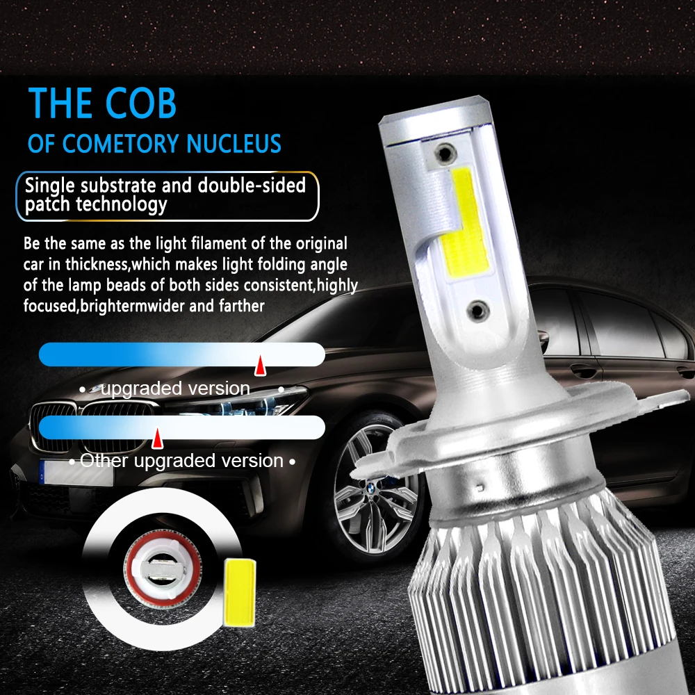 Leefeeminye Новый C6 7200LM светодиодный автомобильный головной светильник 7200LM/пара 6000K