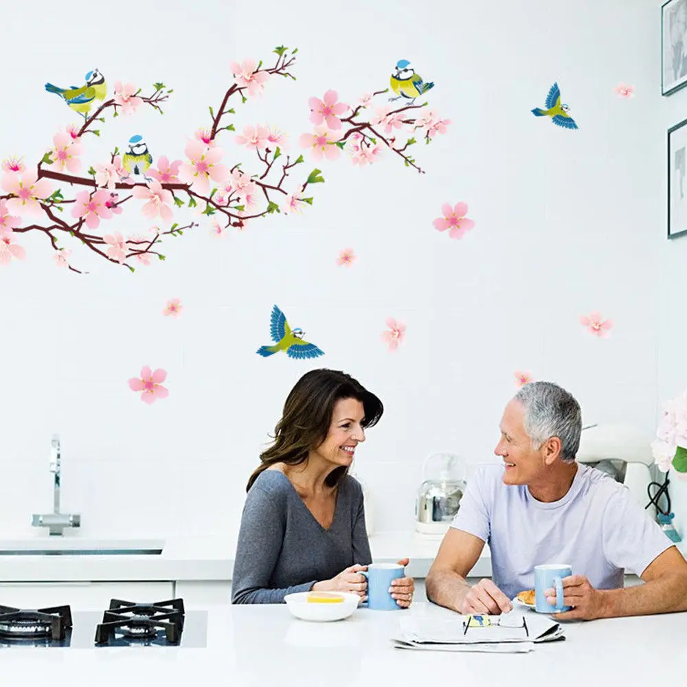 Фотографические наклейки на стену в виде цветков персика|Наклейки стену| |