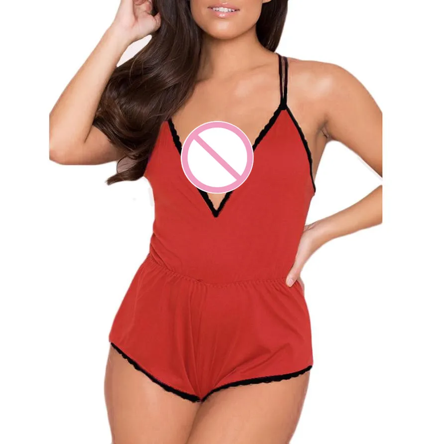 Модный женский сексуальный мягкий комбинезон Babydoll с v образным вырезом нижнее