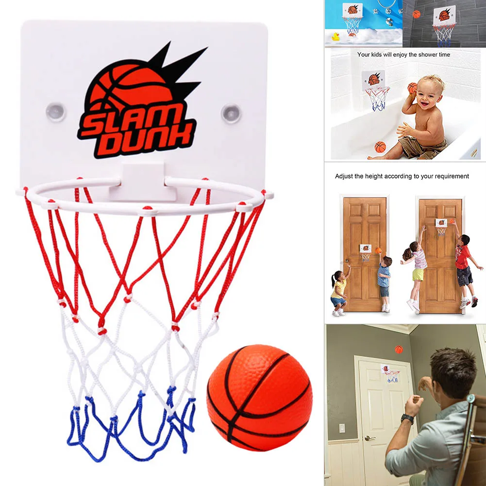 

Wall-mounted Mini Basketball Hoop Children Kids Toys Suck Stand with Pump Sport Toy Set Indoor Entertainment Basketball Hoop