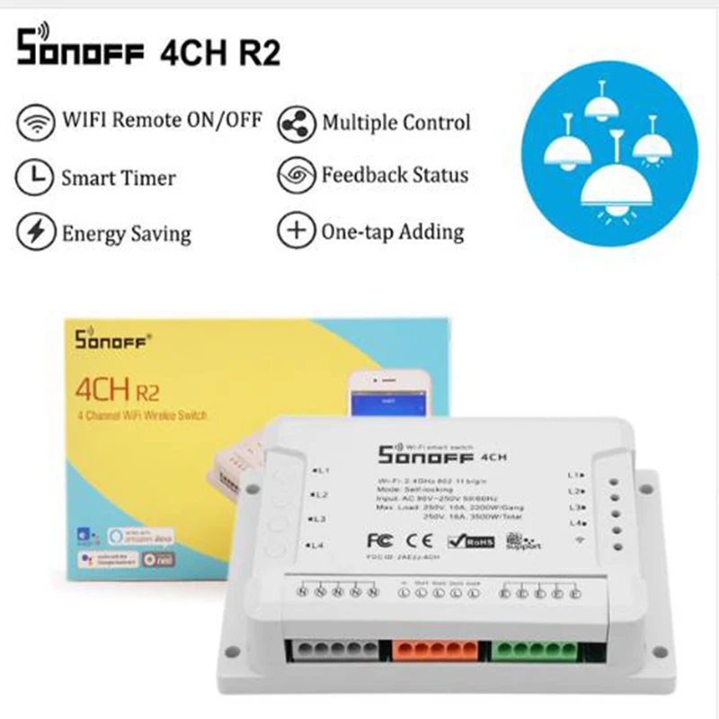 Sonoff 4CH Pro R2 умный Wifi переключатель 433 МГц RF Wifi светильник 4 комплекта 3 режима работы инчинг интерлок умный дом с Alexa