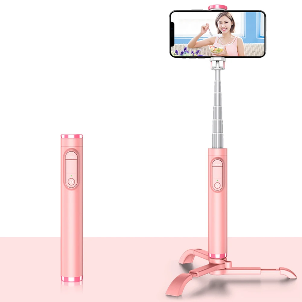 Pink Вращающийся мини селфи-палка Bluetooth держатель телефона, пульта дистанционного управления со штативом мощный Лидер продаж легко носить с собой - Цвет: Pink