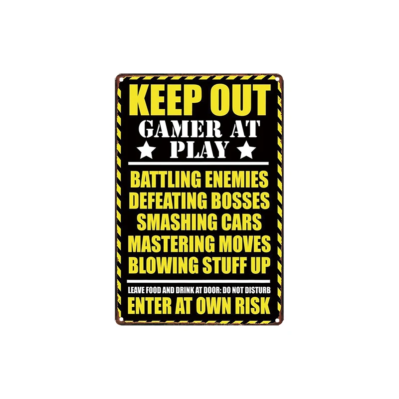 Металлическая живопись KEEP OUT GAMER AT PLAY настенный художественный плакат железная