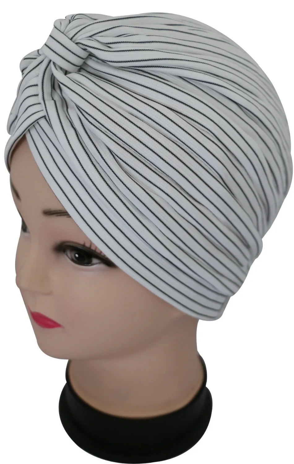 2018 новые европейские модные черно-белые полосатые индийские шапки-тюрбан кепка