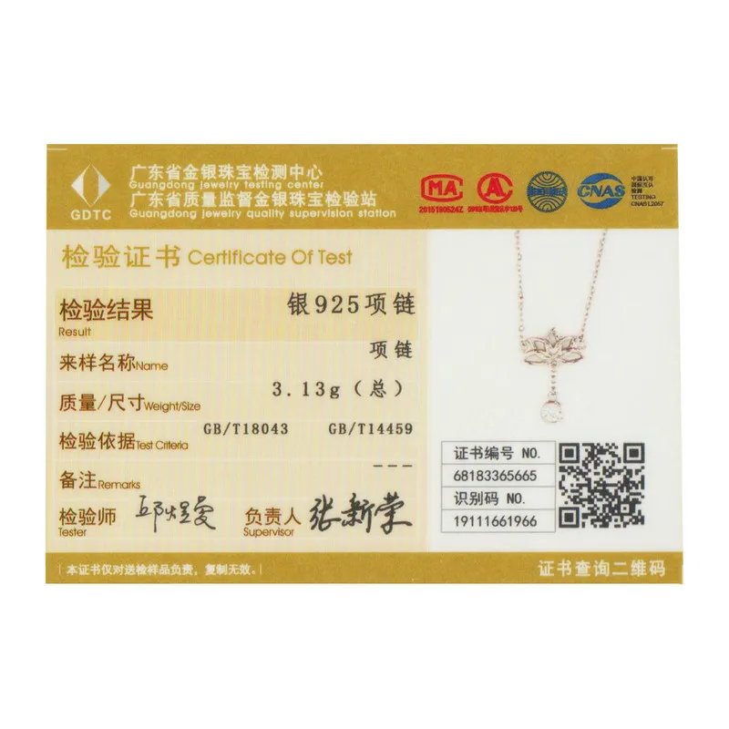 

BISAER Hot Sale 925 Sterling Silver Lotus Flower Dazzling Cubic Zircon Pendant Necklaces for Women Making Jewelry Gift HVN012