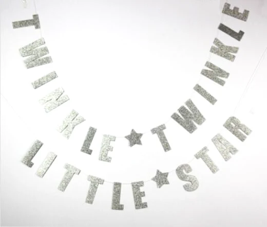 silver twinkle banne Мерцающая маленькая Мерцающая Звездочка баннер для вечеринки в честь Дня Рождения украшения для детей взрослых флаги с днем рождения ребенок душ Реквизит Гирлянда - Цвет: silver twinkle banne