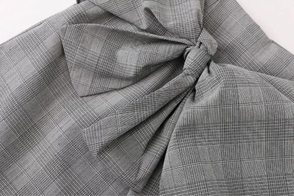 2016 Для женщин Европейский Стиль бантом клетчатая юбка Мода Line Асимметричные юбки