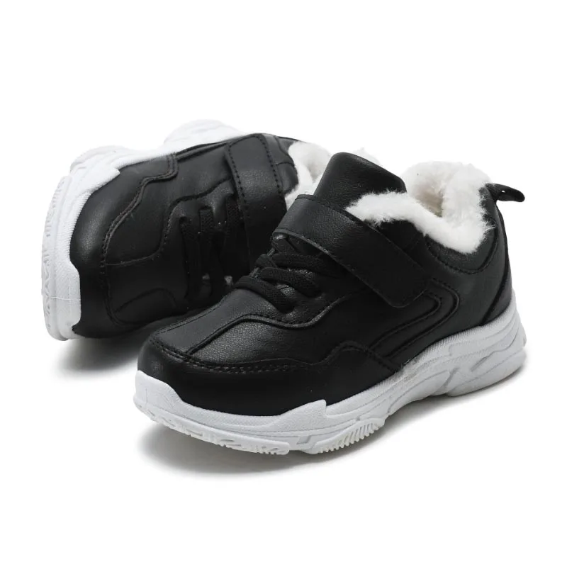 2019 Winter Children Soft Sport Sneakers for Girls Boys Kids Warm Antislip Velvet Plush Shoes Students Thick Flats | Детская одежда и