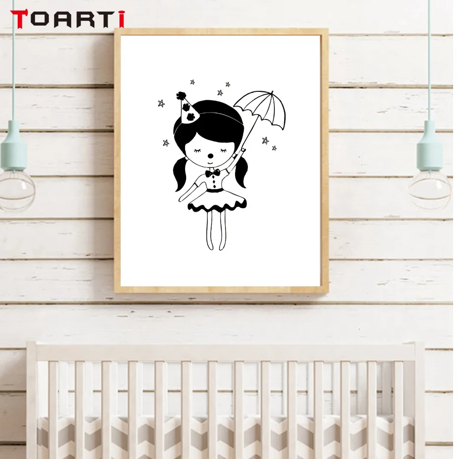 Circus Girl Printed Poster Canvas Painting Stay Cute Minimalist Nordic Black And White Posters Prints Home Decoration | Дом и сад