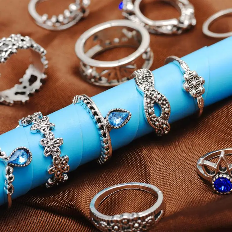 13 шт./компл. женское кольцо наборы цветок капли воды Корона разных форм богемные