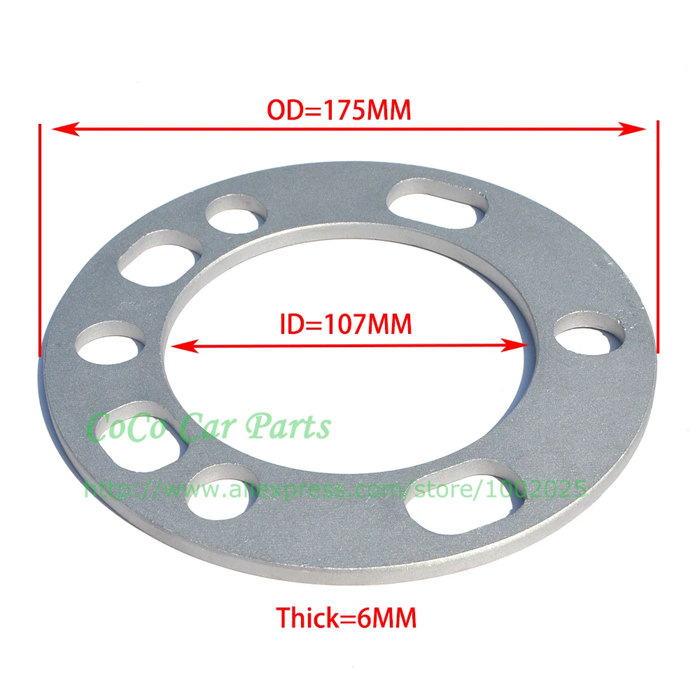 4 шт. Универсальный Литые алюминиевые колесные проставки прокладки тарелки 6 мм ET
