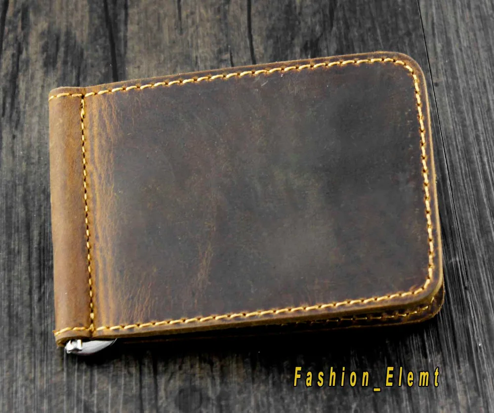 Мужской тонкий кошелек из натуральной кожи зажим для денег ID держатель кредитных