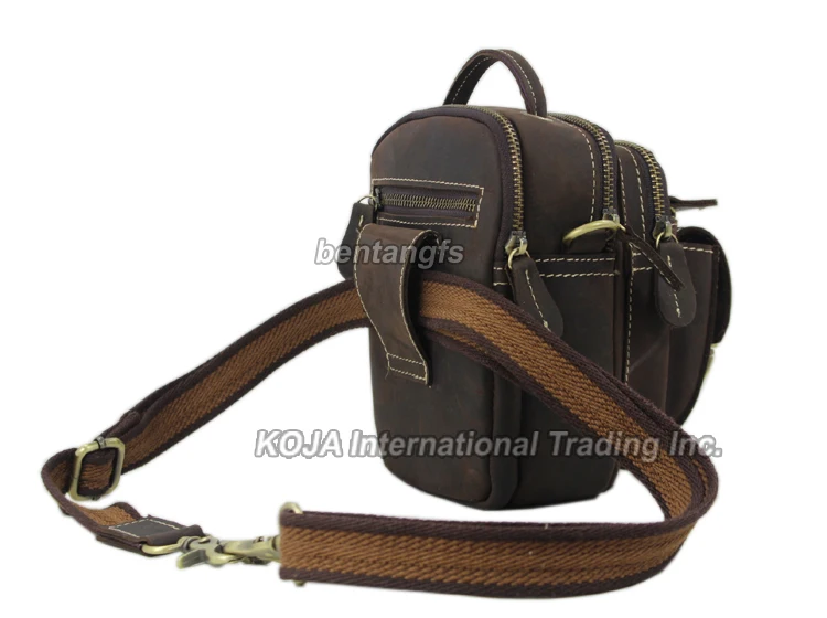 Ретро винтажная мужская кожаная поясная сумка Кожаная через плечо коричневая