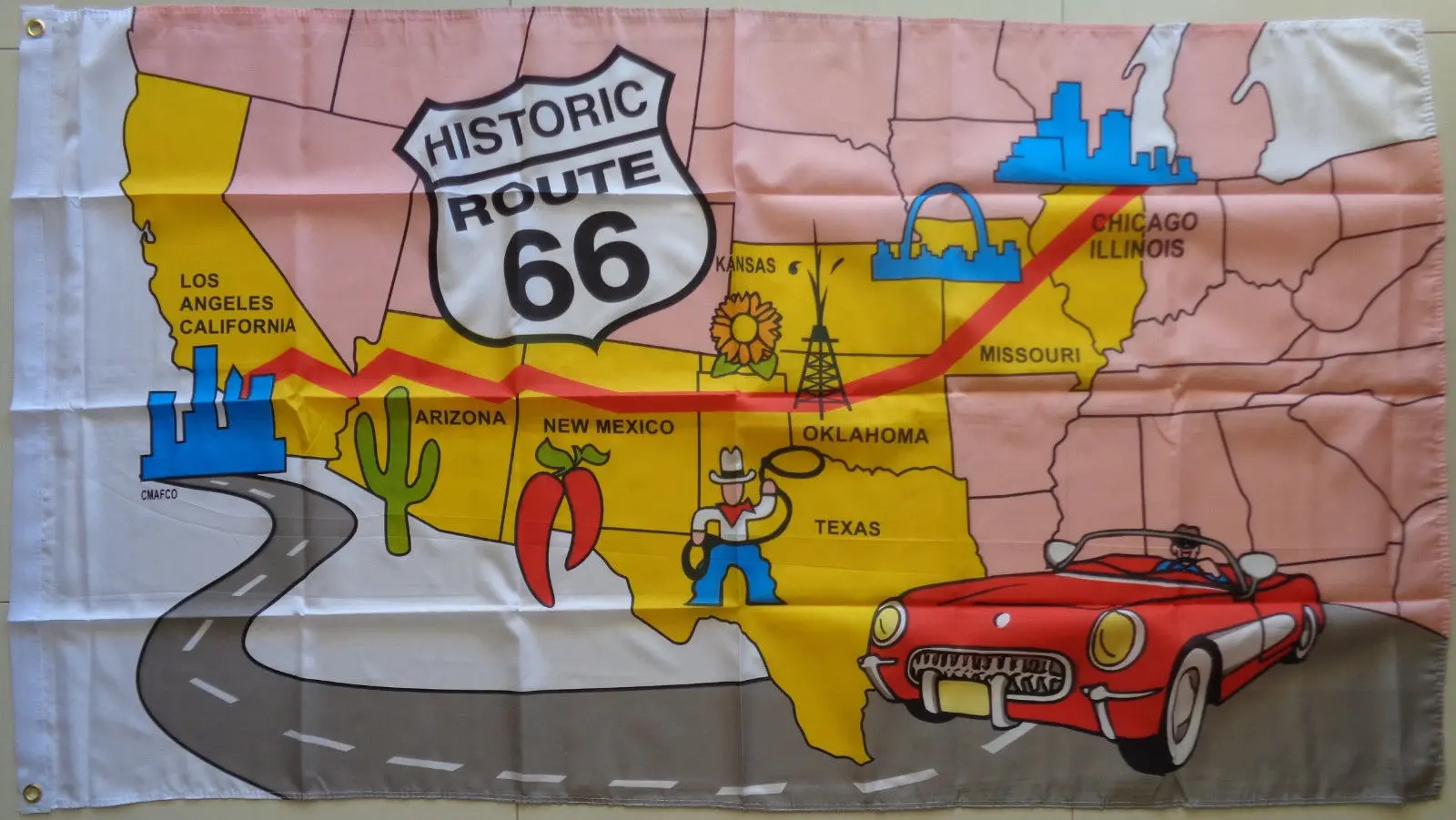 3ft x 5ft 3 x5ft Route 66 флаг Соединенные Штаты Америки Флаг США печати полиэстер баннер
