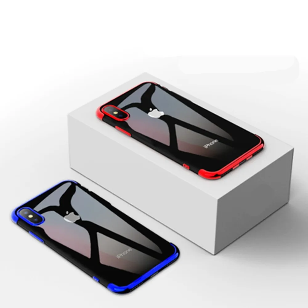 Роскошный силиконовый прозрачный чехол для iPhone X TPU мягкая рамка с покрытием