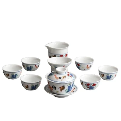 Керамический чайный сервиз Античный Чайный Chenghua китайский Kungfu Gaiwan сервиз|Наборы