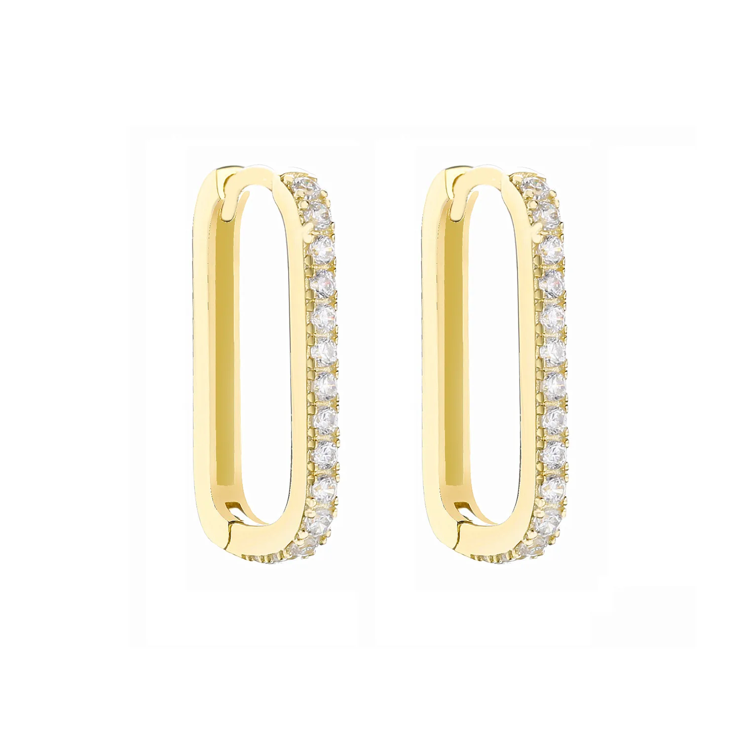 Gold Earring Lovecabin овальные серьги-кольца Huggie 925 пробы Серебряная Ушная манжета серьги с прозрачными камнями серьги ювелирные изделия для женщин - Окраска металла: Gold Earring