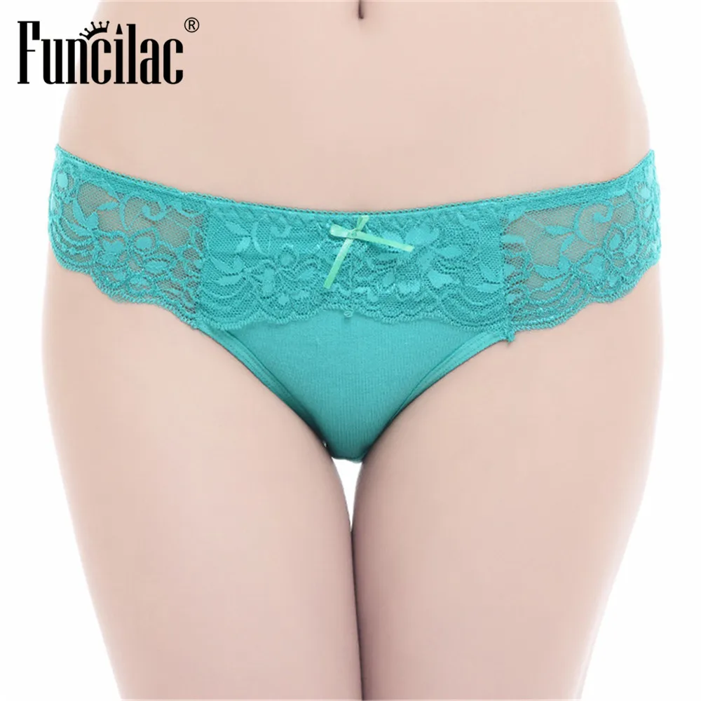 FUNCILAC Нижнее белье женские хлопковые бесшовные трусики кружевные сексуальные