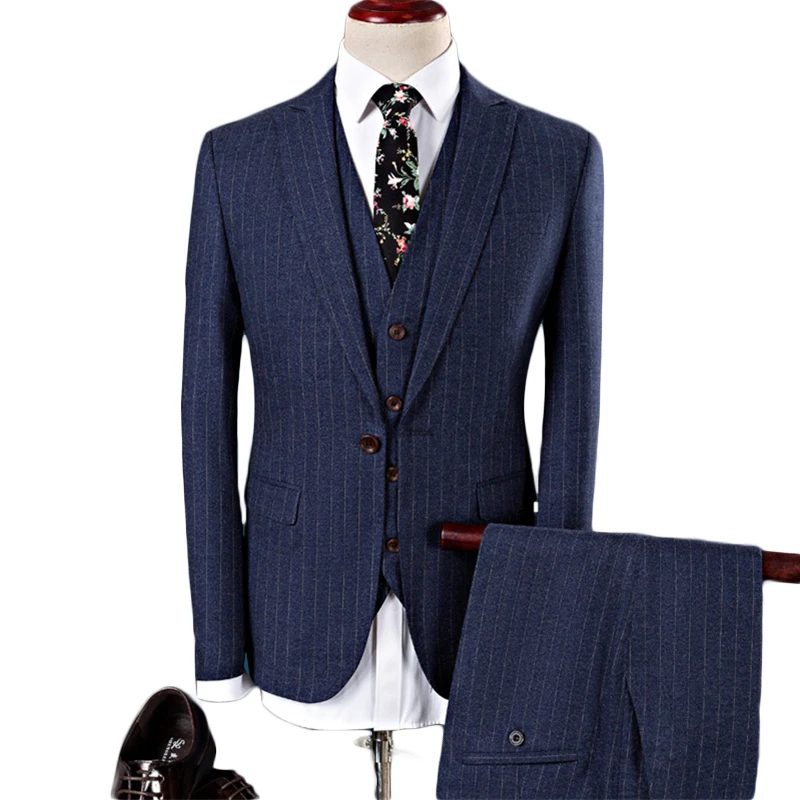 Plyesxale мужской костюм в полоску 2018 Slim Fit Мужские свадебные костюмы бренд Темно