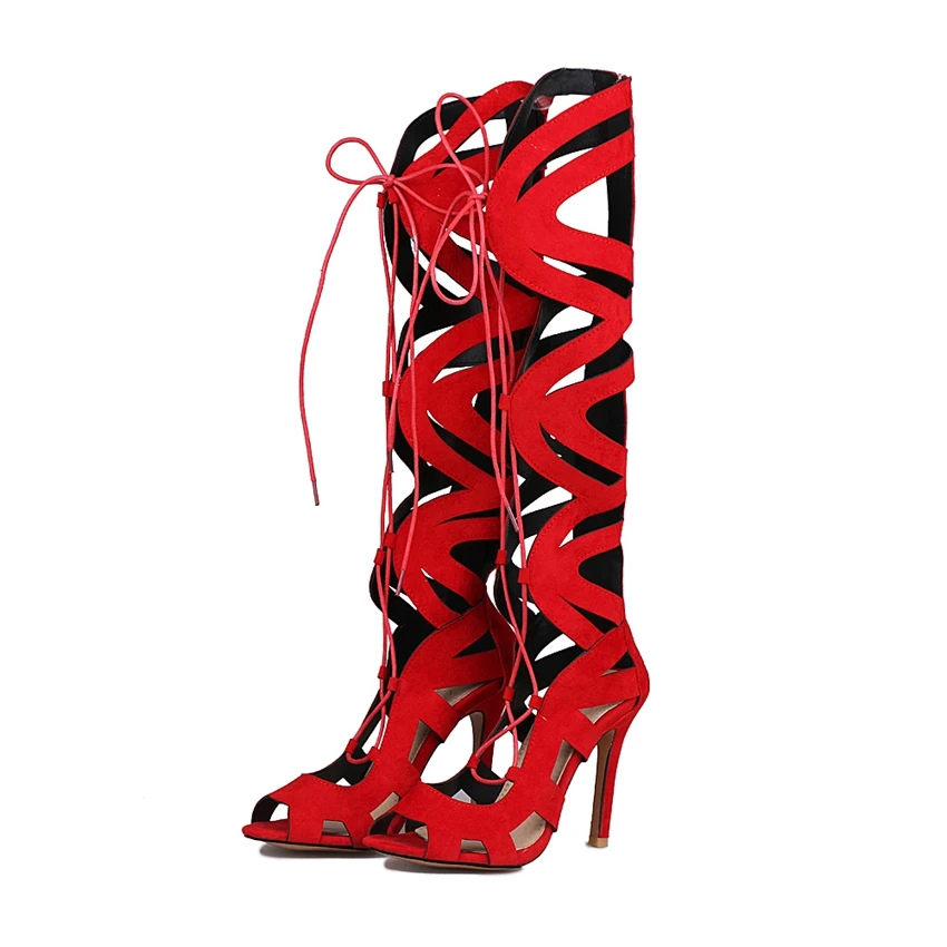2021 New Plus Big Size 32-46 Black Brown Gray Red Zip Lace Up Fashion Sexy High Heel Summer Girl Female Lady Women Sandals L940 | Обувь