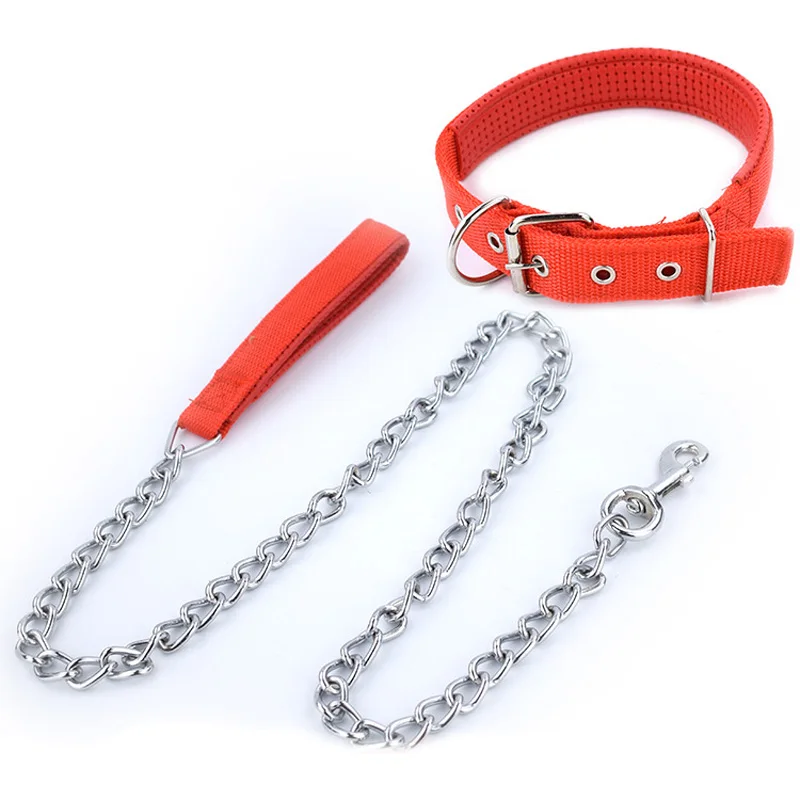 Крепкий поводок и ошейник из нержавеющей стали высококачественный для прогулок