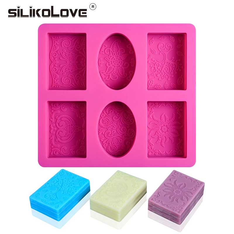 SILIKOLOVE 6 полости Прямоугольник Овальный Силиконовые Мыло Плесень мыло ручной