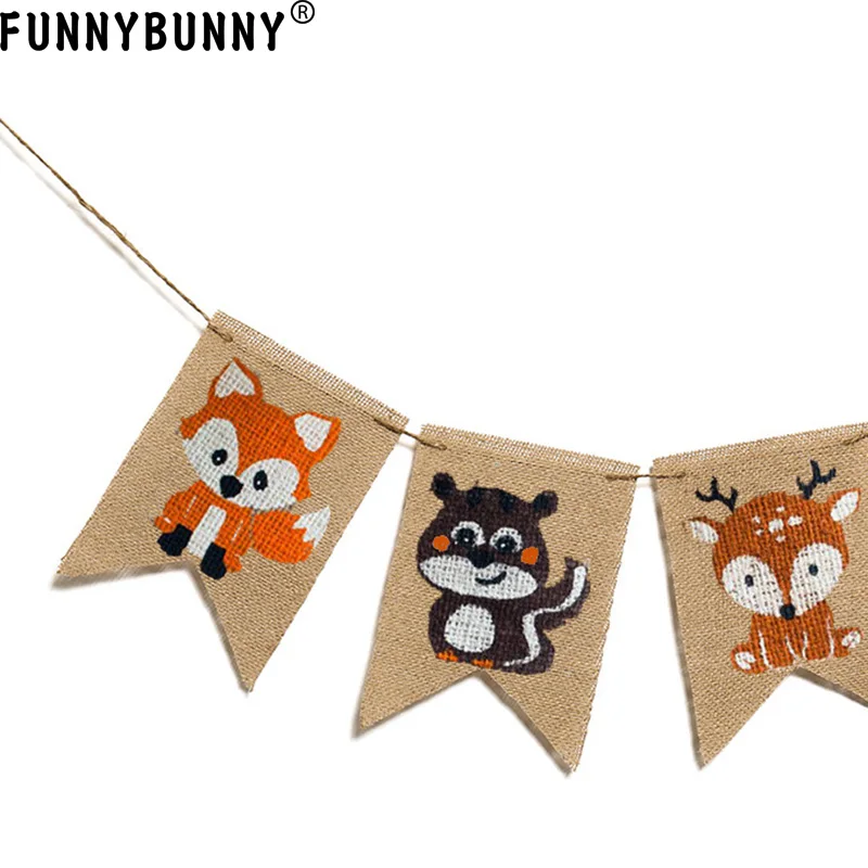 FUNNYBUNNY животные лиса белка олень енот Pull Flag день рождения белье ласточкин хвост