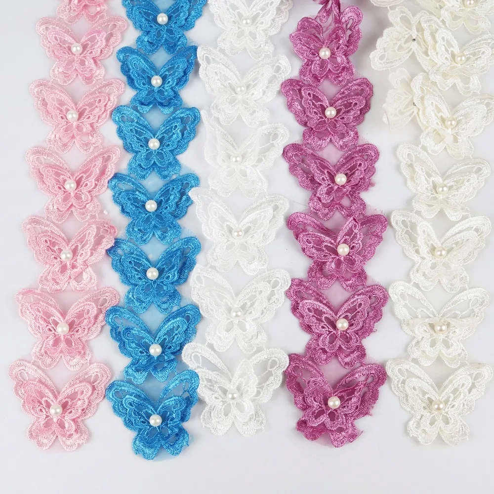 1 ярд растворимый цветок бабочка кружевная отделка из органзы вязание свадьба