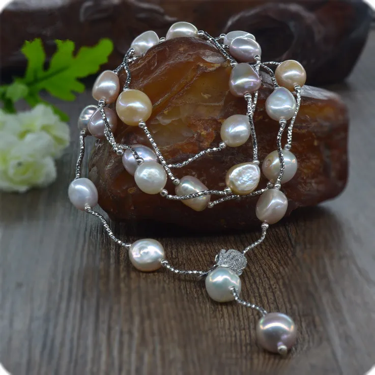 Цепочка с натуральным жемчугом 90 см 9 х11 мм|necklace jewelry|designer jewelryfashion jewelry |