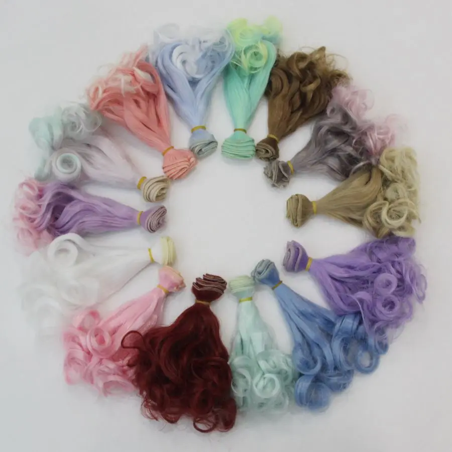 

Fashion Hair Refires bjd Hair 15cm*100cm Macaron Color Rainbow Multicolor Doll Wig Curly Wig For 1/3 1/4 Doll Gifts