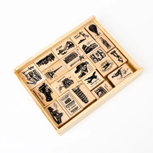 1 шт./компл. Ретро пейзаж мира деревянный резиновый штамп дети DIY ручной работы