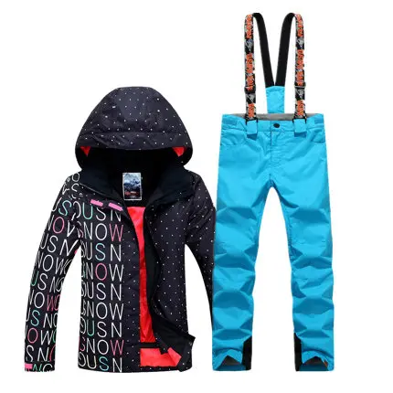 

GSOU SNOW Women's Double Single Board Ski Suit Outdoor Thick Warm Breathable Waterproof Sport Ski Jacket+Ski Pants Size XS-L