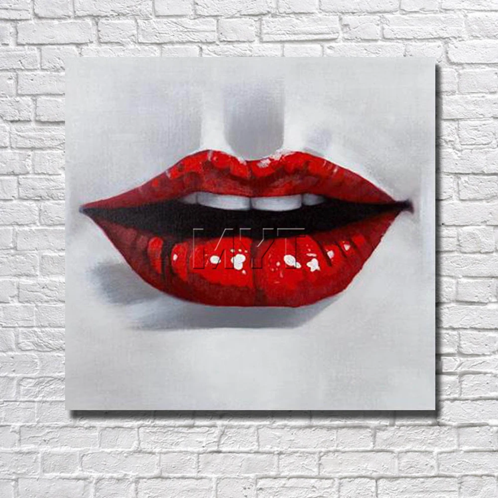 

Sexy Red Lip Canvas Wall Art Oil Painting Decor Home Living Room Pictures With Framework Painting Women Art Pictures
