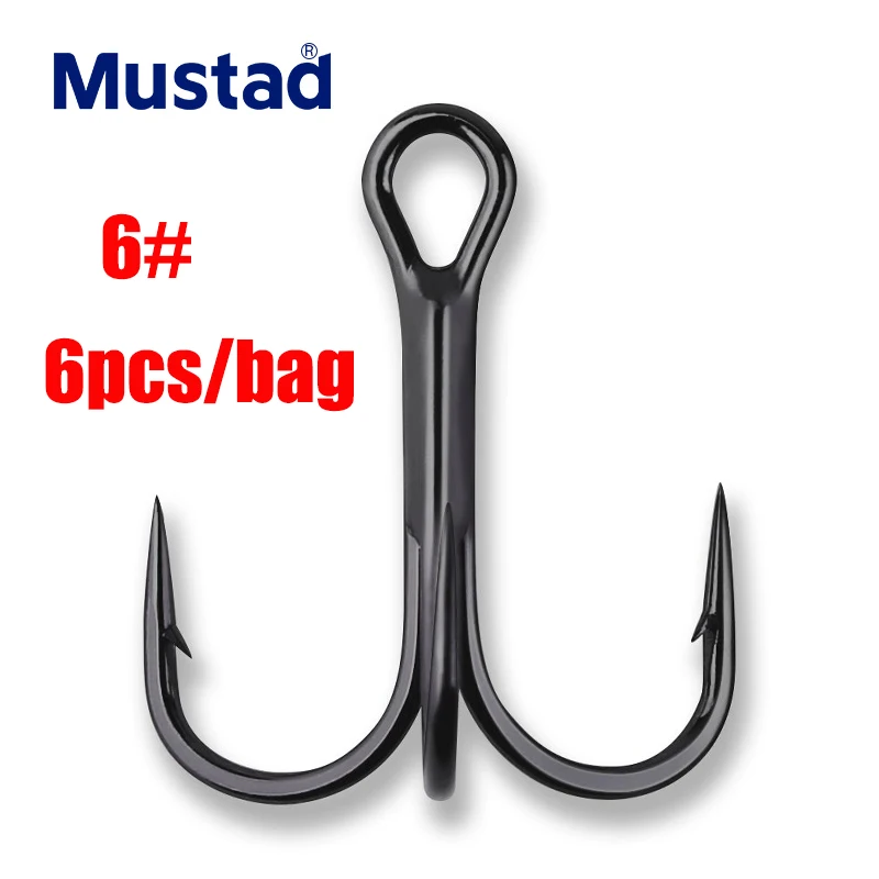 6 Mustad Norway происхождения рыболовный крючок наивысшего качества из высокоуглеродистой стали тройной рыболовный крючок, 4#6#8#10#, TG/TN78NP-BN - Цвет: 6