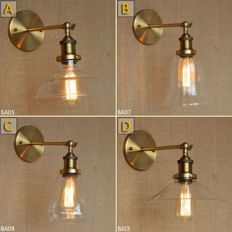 

Loft Style Northern Industrial Retro Gold Glass Wall Lamp Coffee Shop Decoration Light Creative Balcony Wall Light Free Shipping