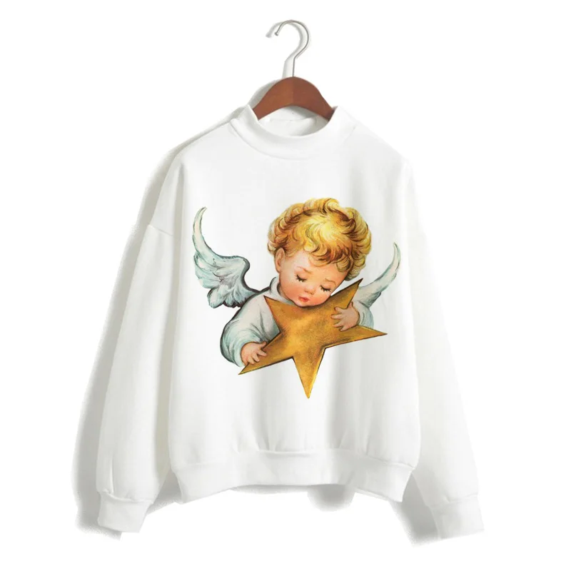 Angel Женская толстовка с капюшоном с мультяшным Купидоном harajuku топ с капюшоном обычный круглый вырез корейский Повседневный свитер негабаритный женский