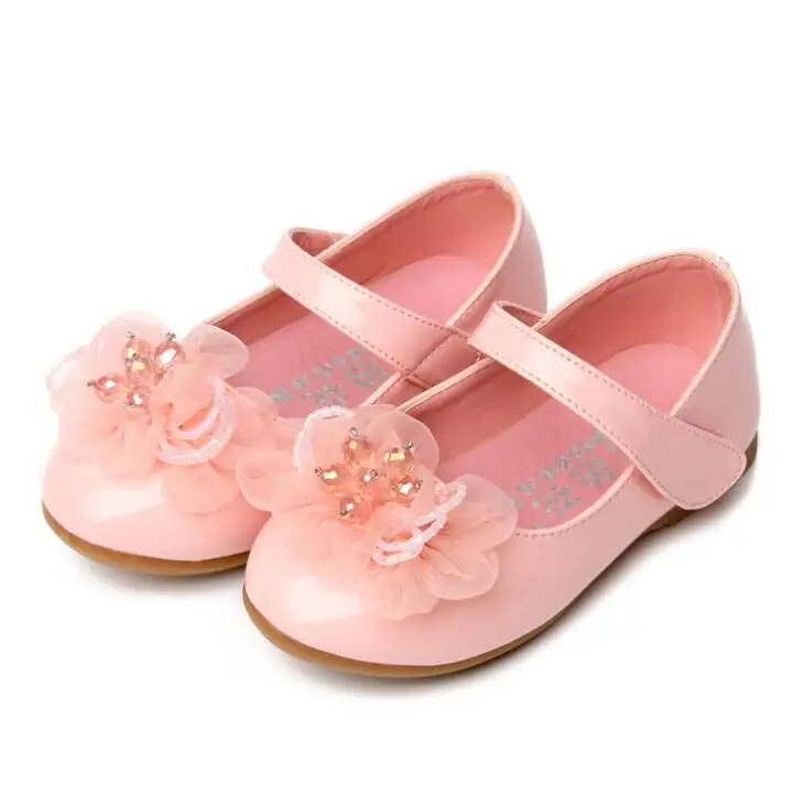 pink Weoneit/белые, розовые, черные детские туфли с цветочным узором; детское платье для свадебной вечеринки; кожаные сандалии принцессы для маленьких девочек; танцевальная обувь - Цвет: pink