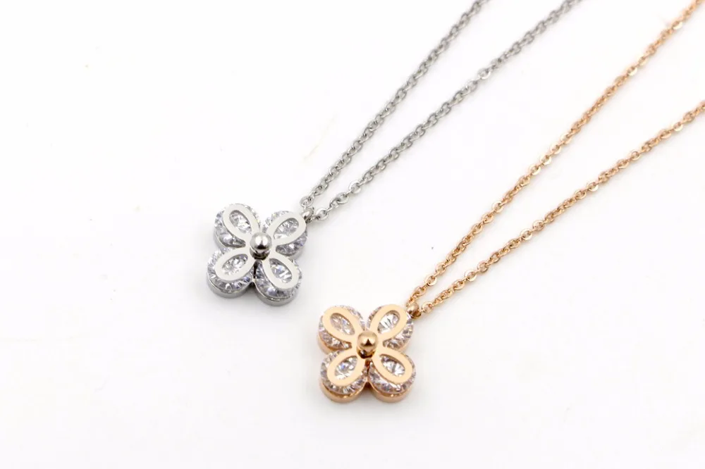 Женское ожерелье с подвеской из титановой стали цвета розового золота |