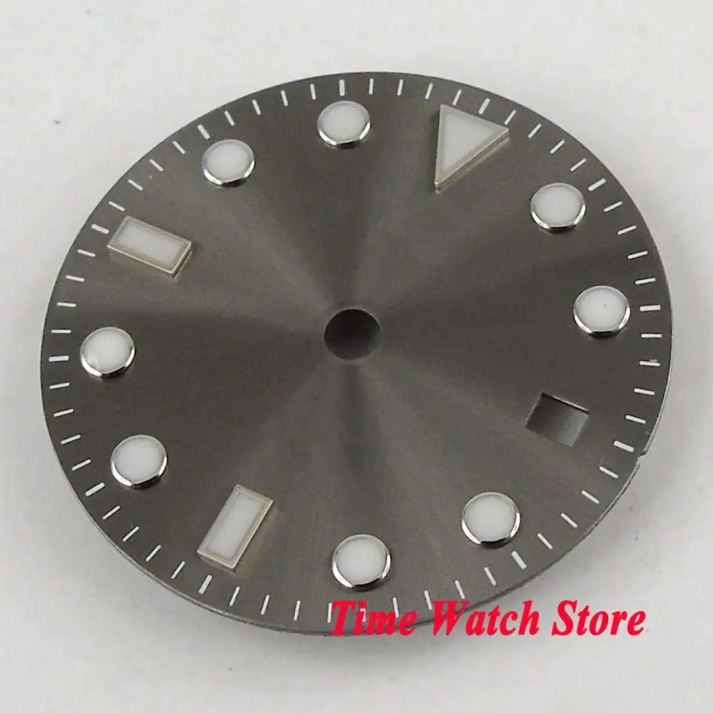 Dark Gray dial 28,5 мм без логотипа светящийся циферблат с окошком даты MIYOTA 8215 821A Mingzhu 2813 автоматический механизм D124 - Цвет: Dark Gray dial