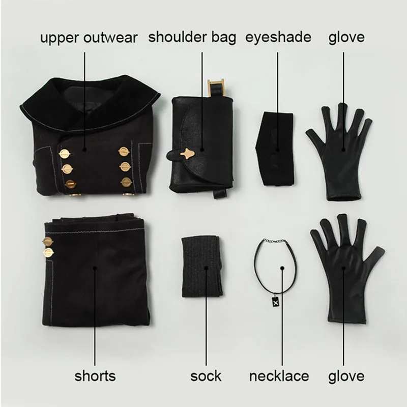

NieR Automata 9S Cosplay Costumes YoRHa No. 9 Type S Outfit Men Party Suit Full Set With Choker Eye-mask&Shoulder bag