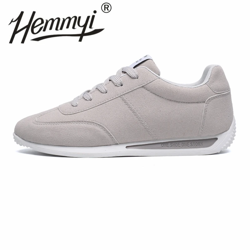 Серый Hemmyi/мужская повседневная обувь; модные удобные кроссовки на шнуровке; мужские кроссовки; цвет красный, черный; нескользящие; Scarpe Uomo Sportive - Цвет: Серый